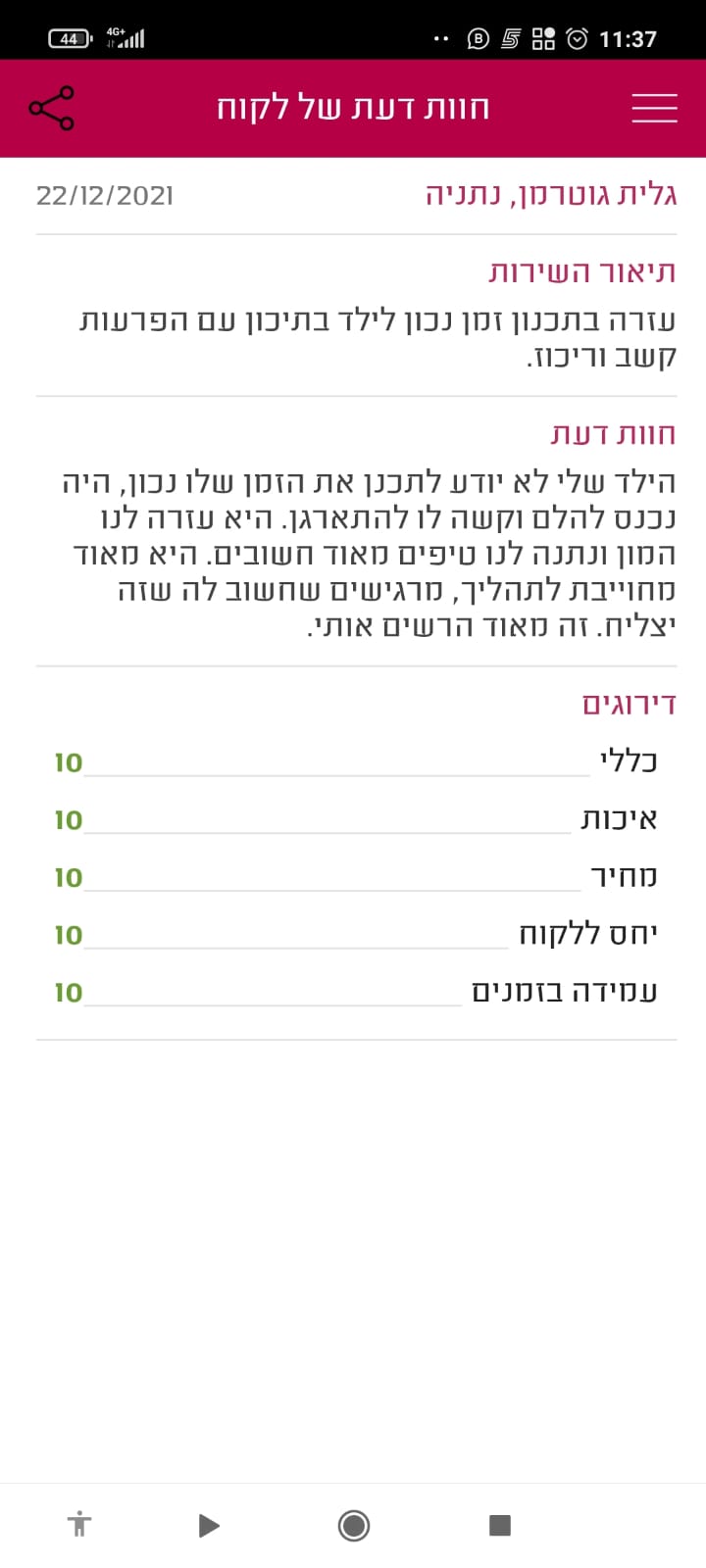 המלצות וחוות דעת על הוראה מתקנת, קורס אסטרטגיות למידה ואימון אישי לבעלי הפרעות קשב וריכוז (10)