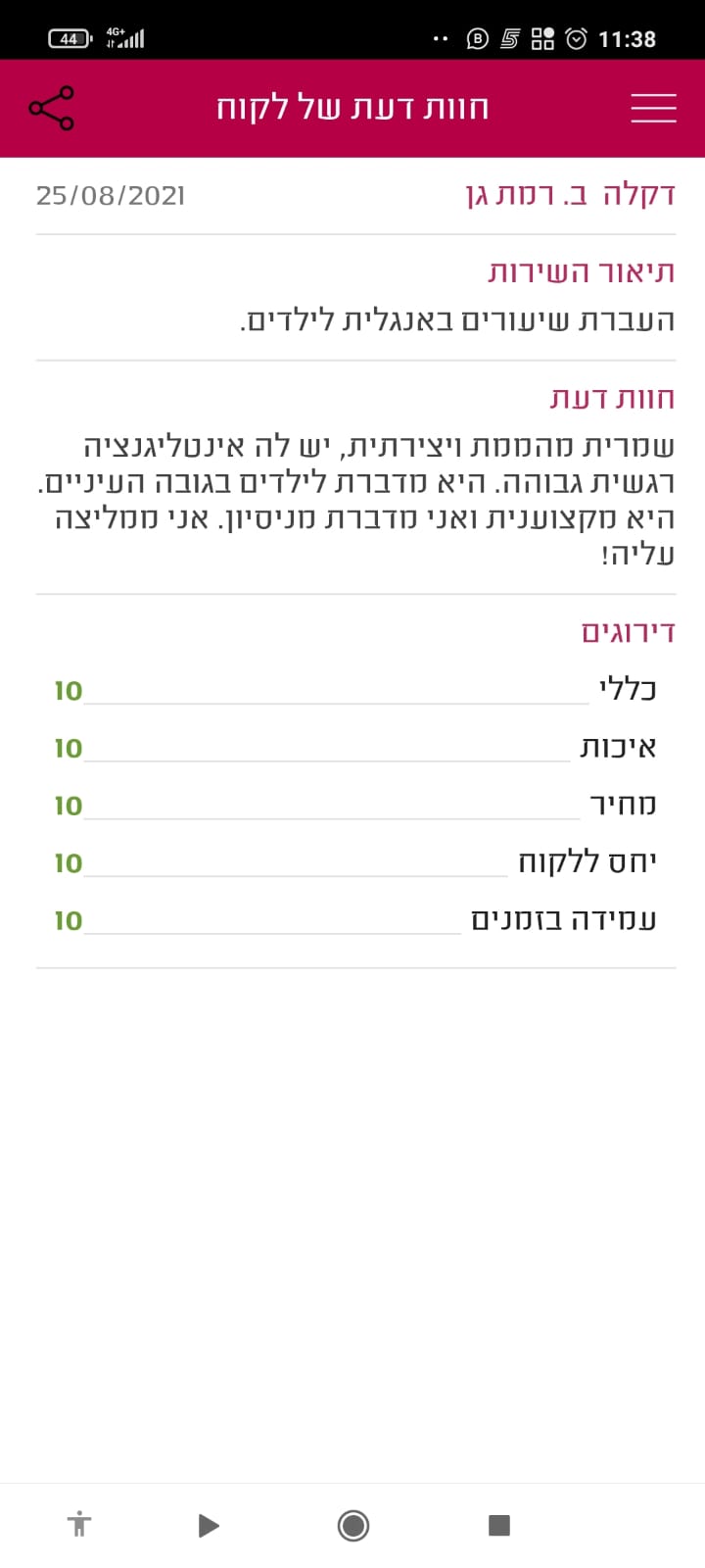 המלצות וחוות דעת על הוראה מתקנת, קורס אסטרטגיות למידה ואימון אישי לבעלי הפרעות קשב וריכוז