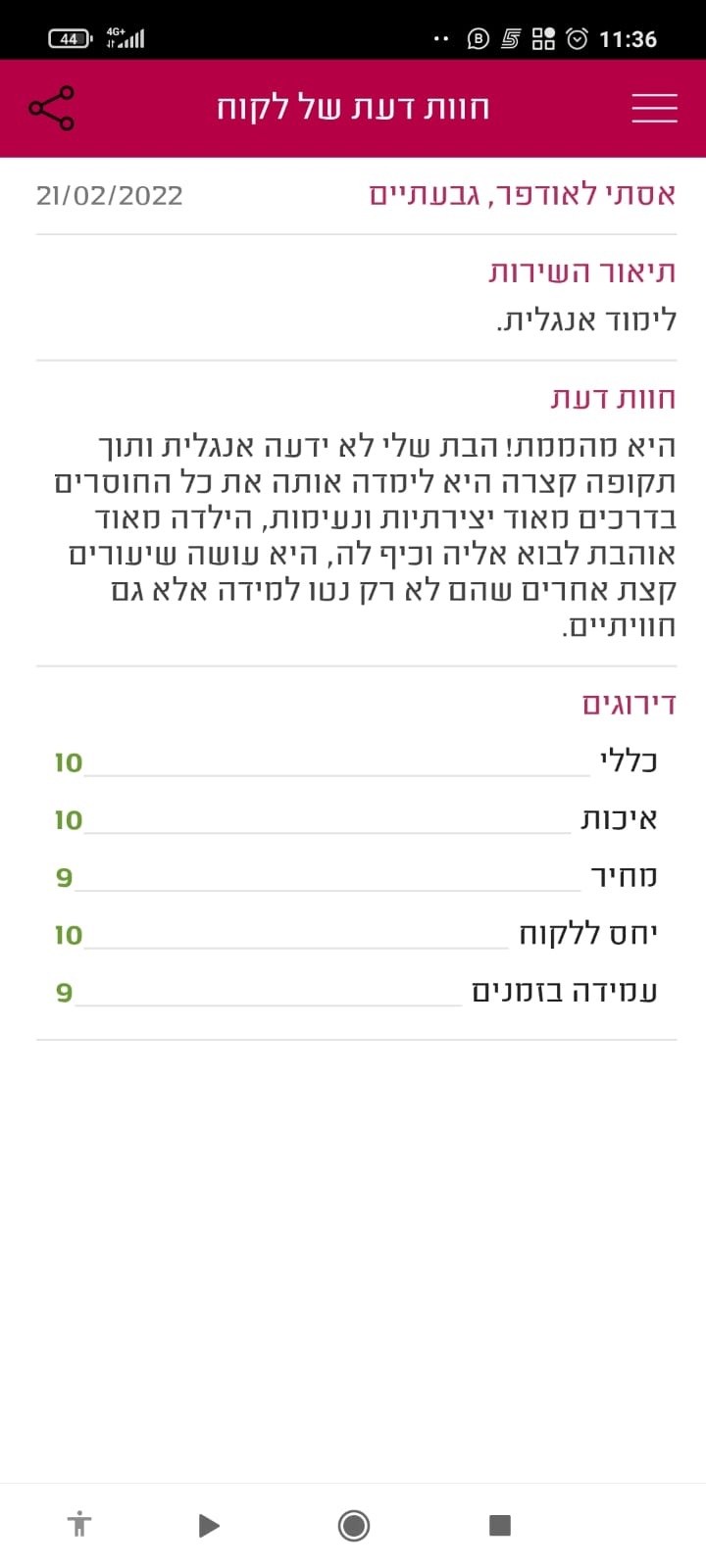 המלצות וחוות דעת על הוראה מתקנת, קורס אסטרטגיות למידה ואימון אישי לבעלי הפרעות קשב וריכוז